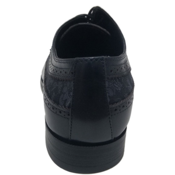 Tallia Men's Sergio Mixed-Media Tweed Oxfords Dark Blue - Picture 4 of 6